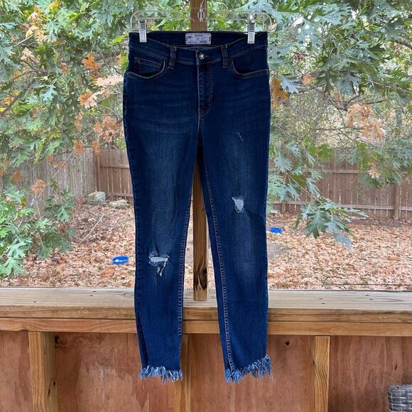 Free People Great Heights Fringe Skinny Jeans Medium Wash Size 27 - Picture 2 of 10